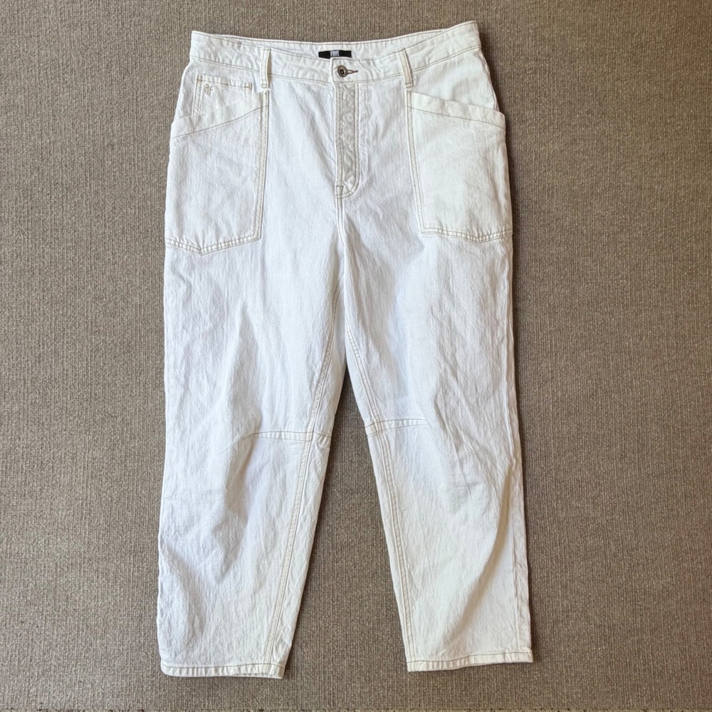 Frye Womens High Rise Utility Carpenter Jeans White Size 12 Patch Pocket Denim